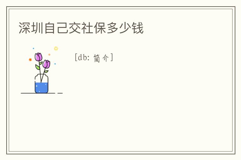 深圳自己交社保多少錢