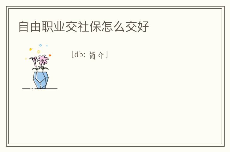 自由職業(yè)交社保怎么交好
