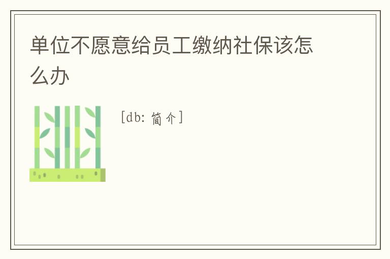 單位不愿意給員工繳納社保該怎么辦