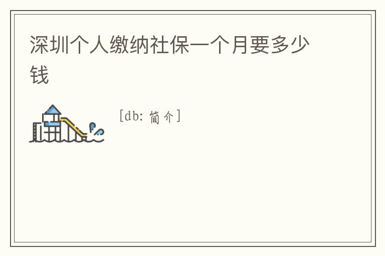 深圳個人繳納社保一個月要多少錢