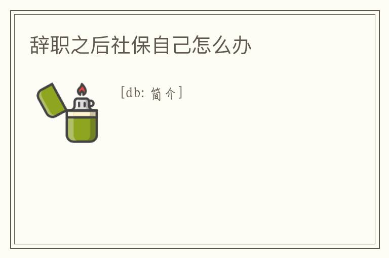 辭職之后社保自己怎么辦
