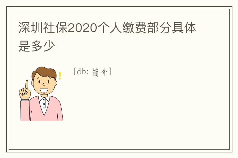 深圳社保2020個人繳費部分具體是多少