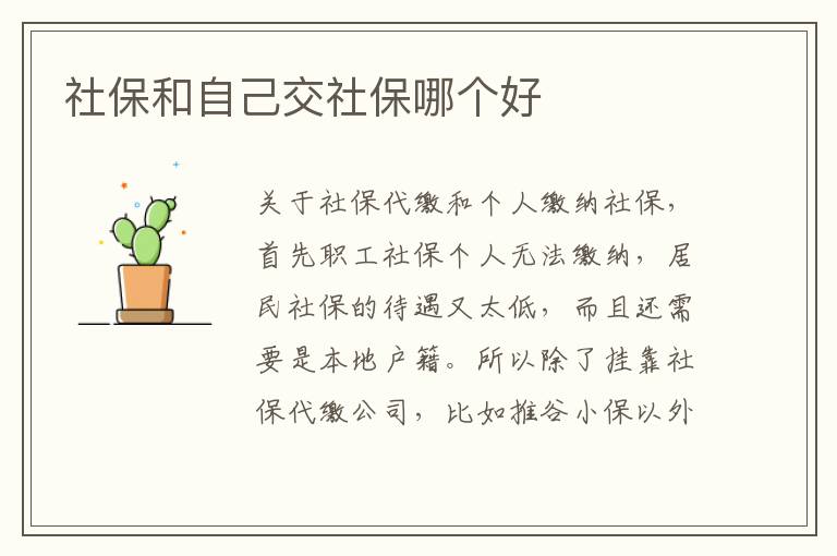 社保和自己交社保哪個好