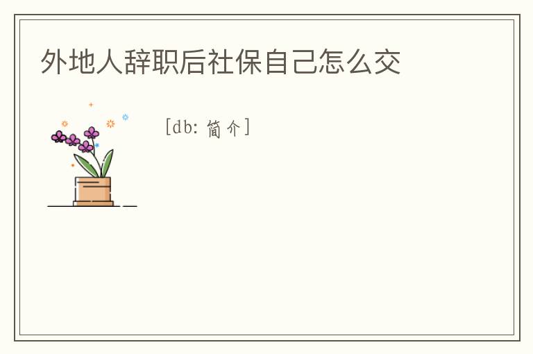 外地人辭職后社保自己怎么交