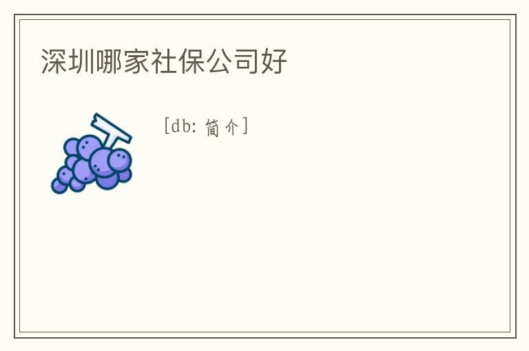 深圳哪家社保公司好