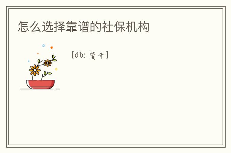 怎么選擇靠譜的社保機構