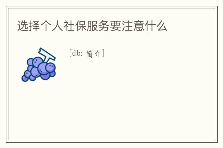 選擇個人社保服務要注意什么
