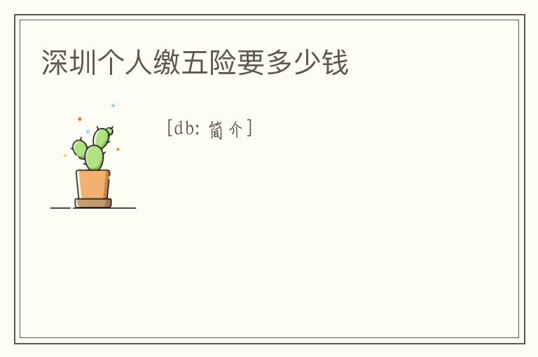 深圳個人繳五險要多少錢