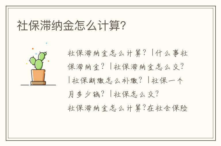 社保滯納金怎么計算？