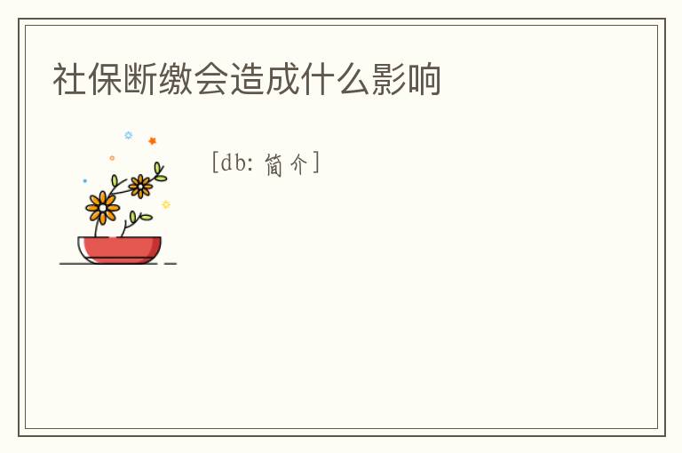 社保斷繳會造成什么影響