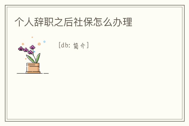 個(gè)人辭職之后社保怎么辦理