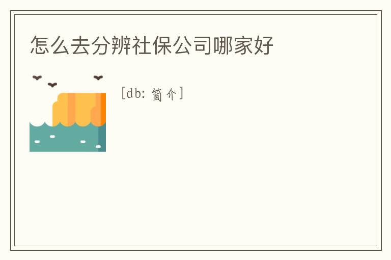 怎么去分辨社保公司哪家好