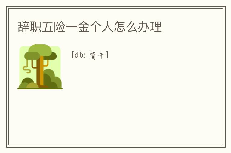 辭職五險一金個人怎么辦理