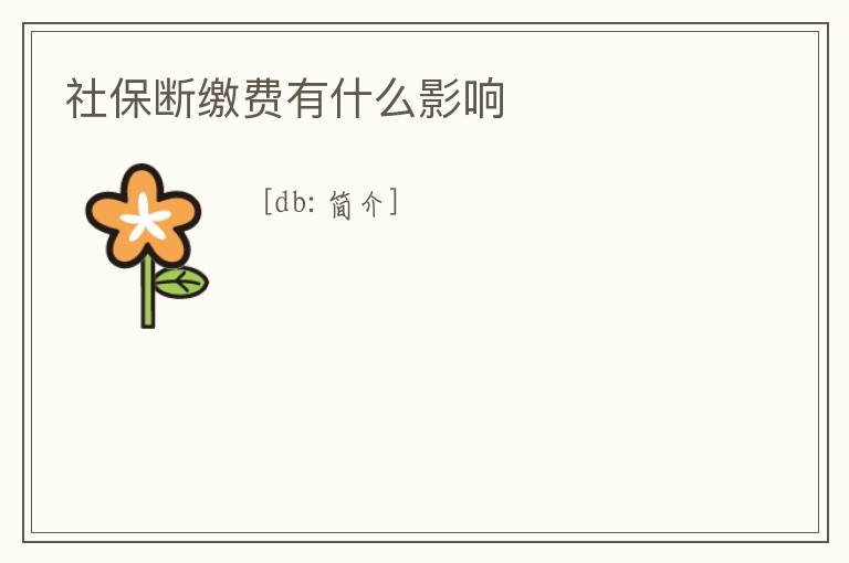 社保斷繳費有什么影響