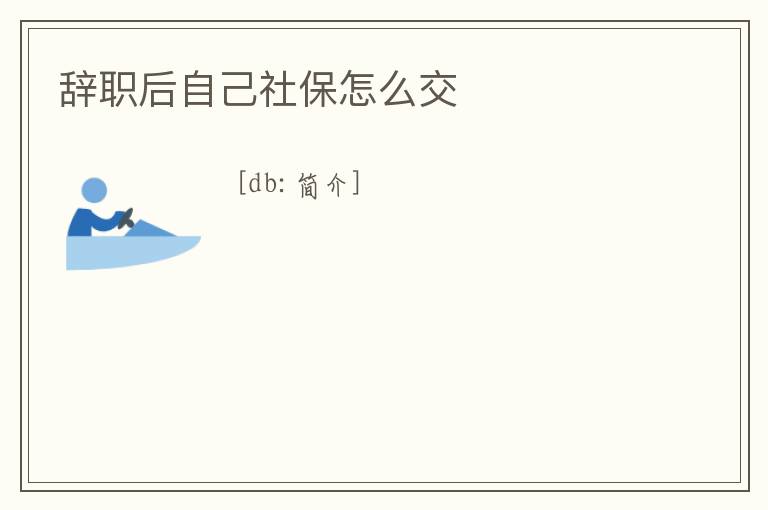 辭職后自己社保怎么交