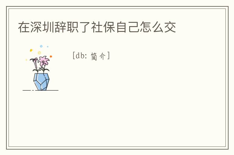 在深圳辭職了社保自己怎么交