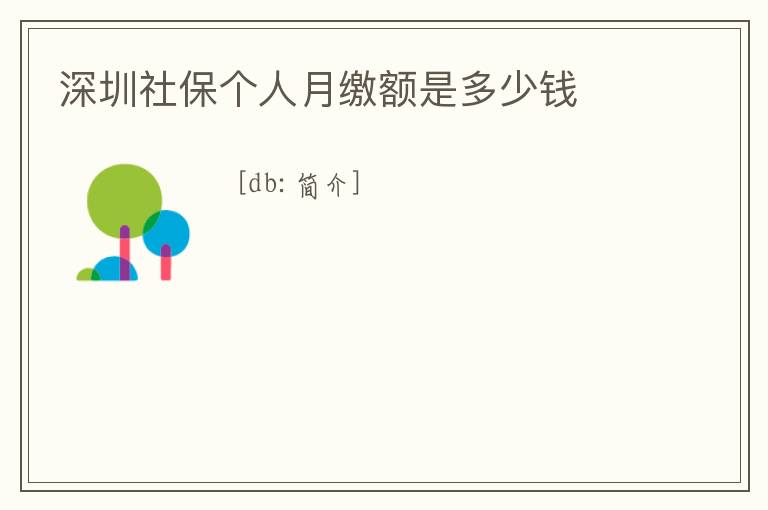 深圳社保個人月繳額是多少錢