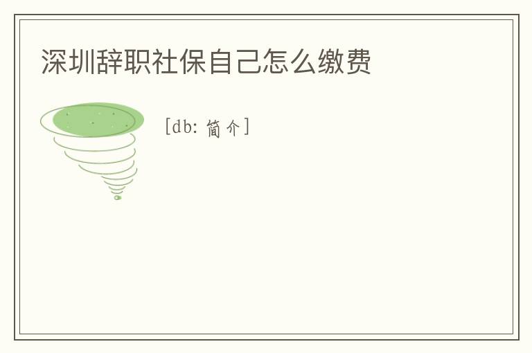 深圳辭職社保自己怎么繳費(fèi)