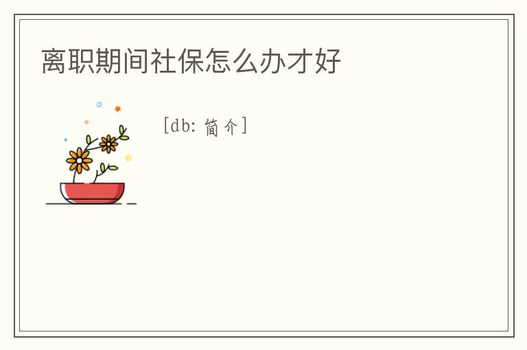 離職期間社保怎么辦才好