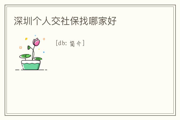 深圳個人交社保找哪家好