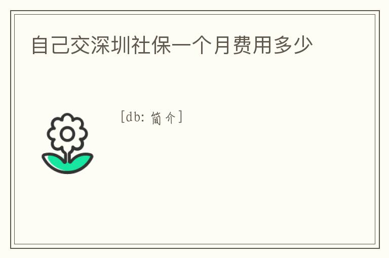 自己交深圳社保一個(gè)月費(fèi)用多少