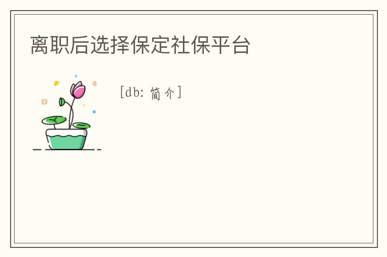 離職后選擇保定社保平臺