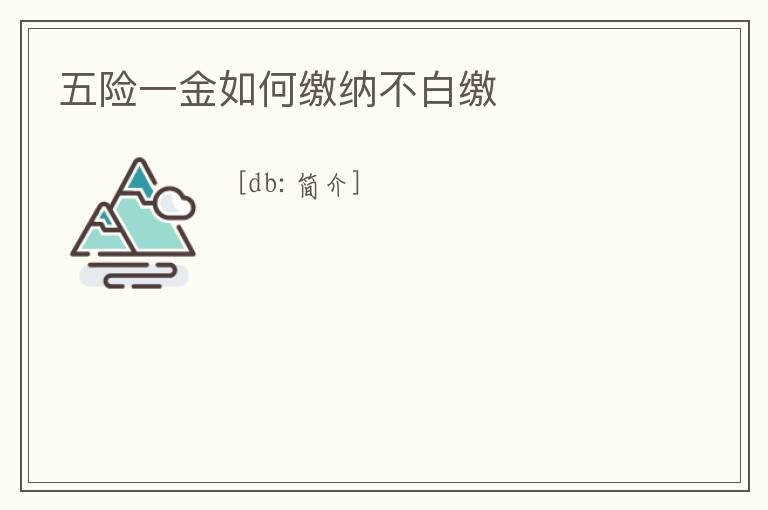 五險一金如何繳納不白繳