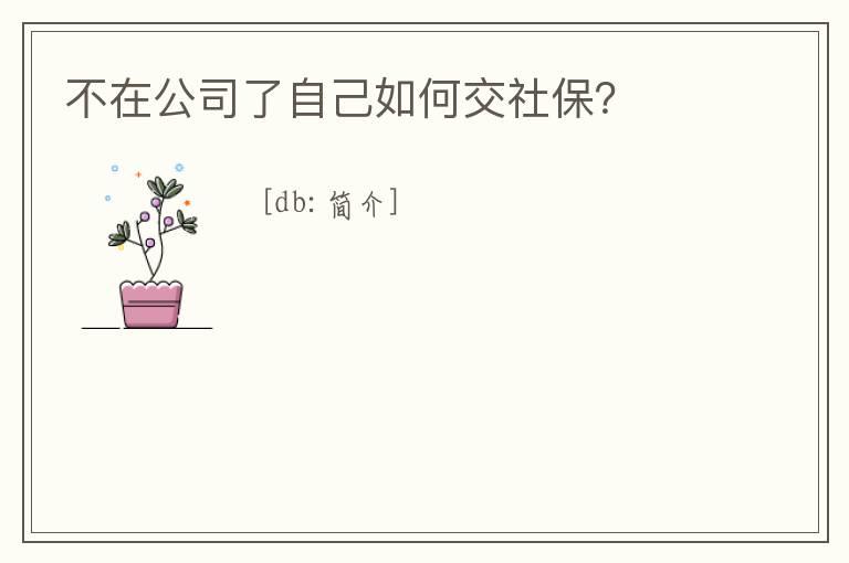 不在公司了自己如何交社保？