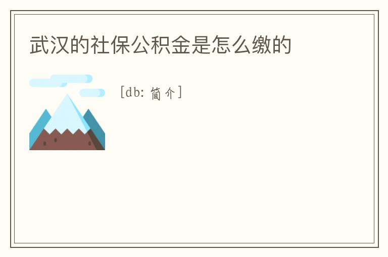 武漢的社保公積金是怎么繳的