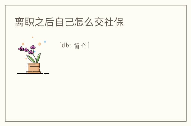 離職之后自己怎么交社保