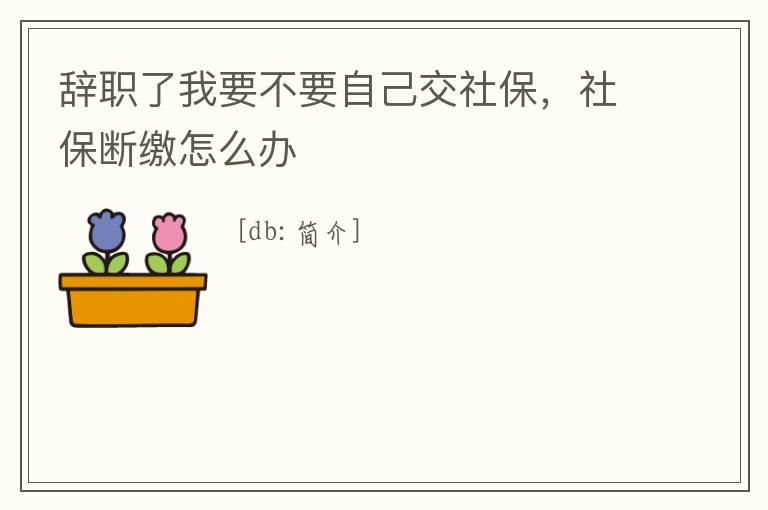 辭職了我要不要自己交社保，社保斷繳怎么辦