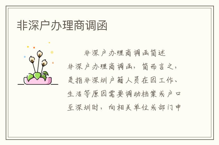 非深戶辦理商調函