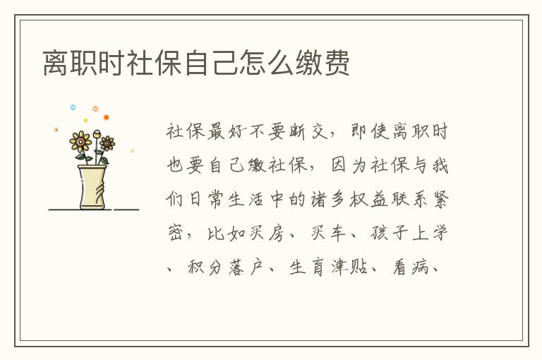 離職時(shí)社保自己怎么繳費(fèi)