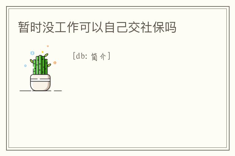 暫時沒工作可以自己交社保嗎