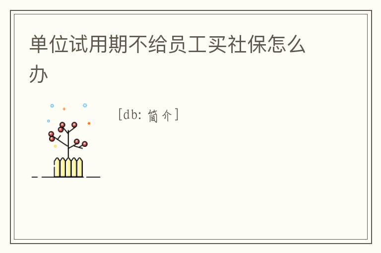 單位試用期不給員工買社保怎么辦