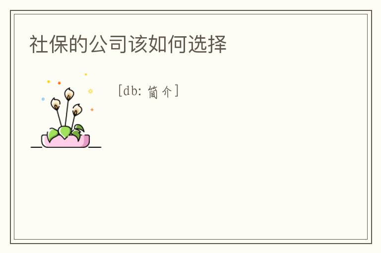 社保的公司該如何選擇