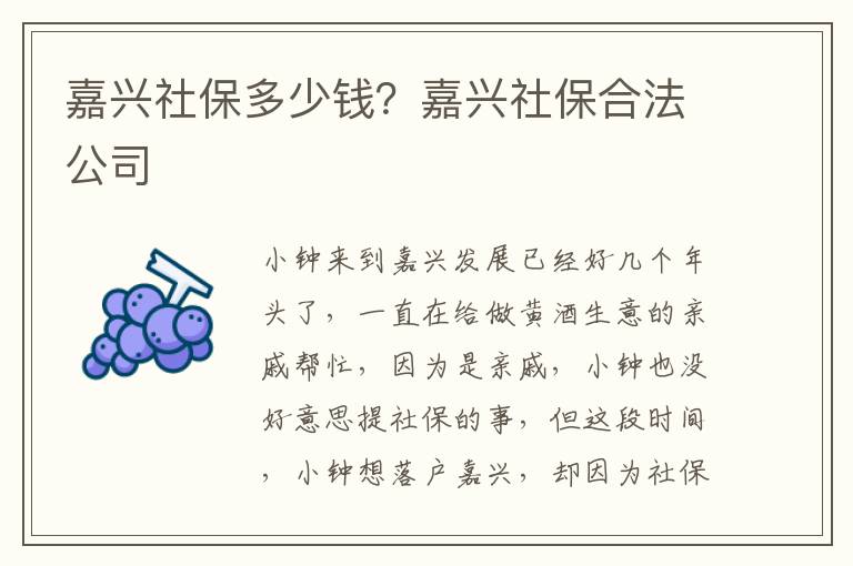 嘉興社保多少錢？嘉興社保合法公司