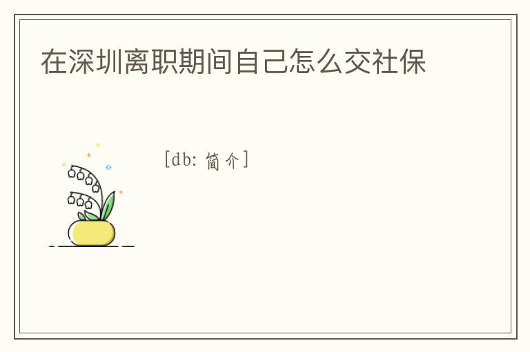 在深圳離職期間自己怎么交社保