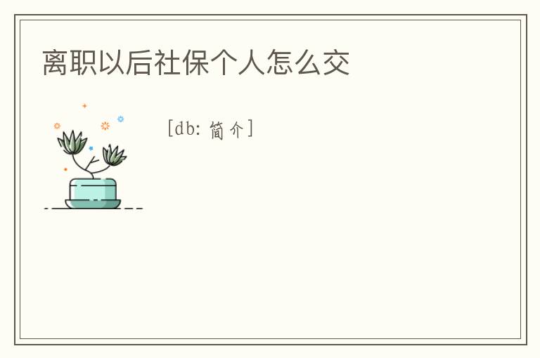 離職以后社保個人怎么交