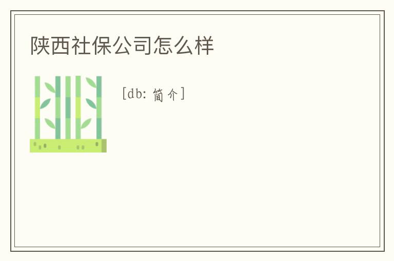 陜西社保公司怎么樣