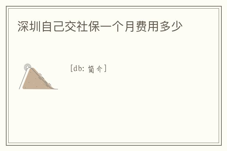 深圳自己交社保一個月費(fèi)用多少