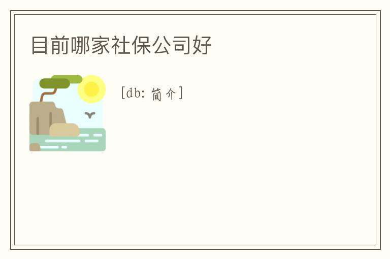 目前哪家社保公司好