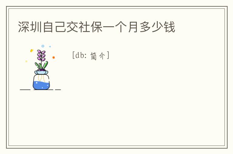 深圳自己交社保一個月多少錢