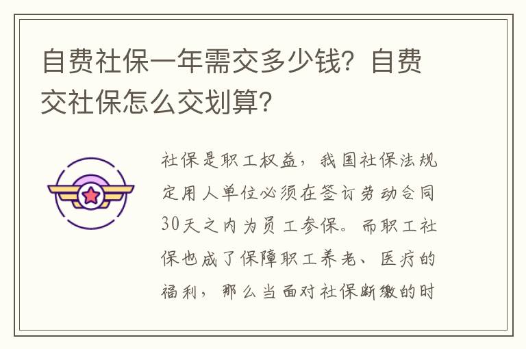 自費(fèi)社保一年需交多少錢？自費(fèi)交社保怎么交劃算？