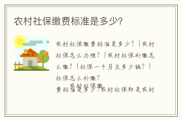 農村社保繳費標準是多少？