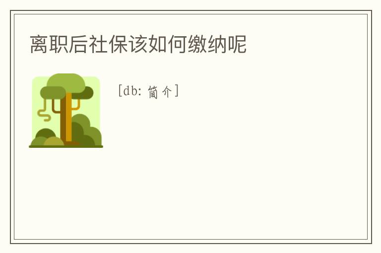 離職后社保該如何繳納呢