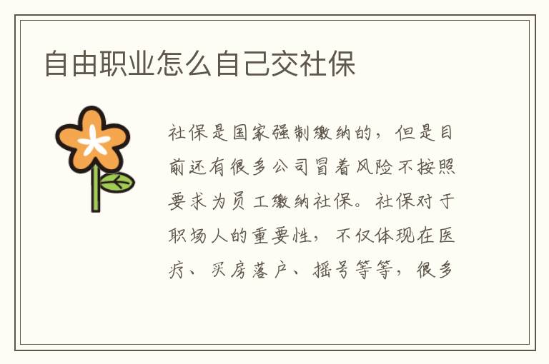 自由職業(yè)怎么自己交社保