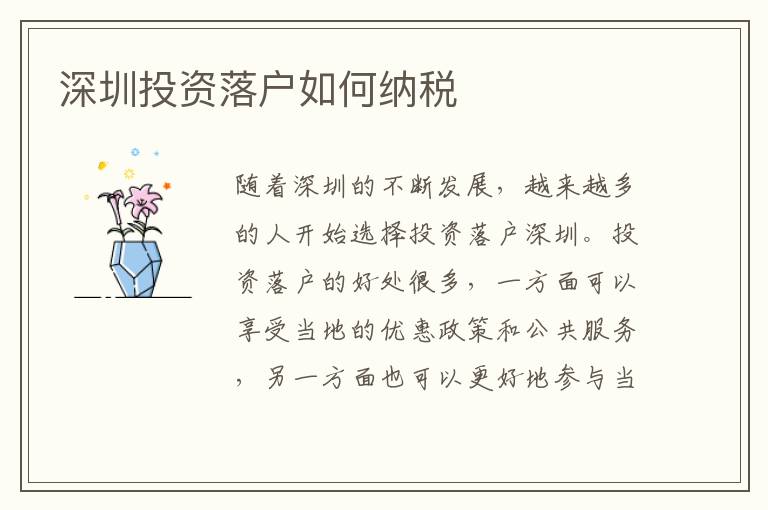 深圳投資落戶如何納稅