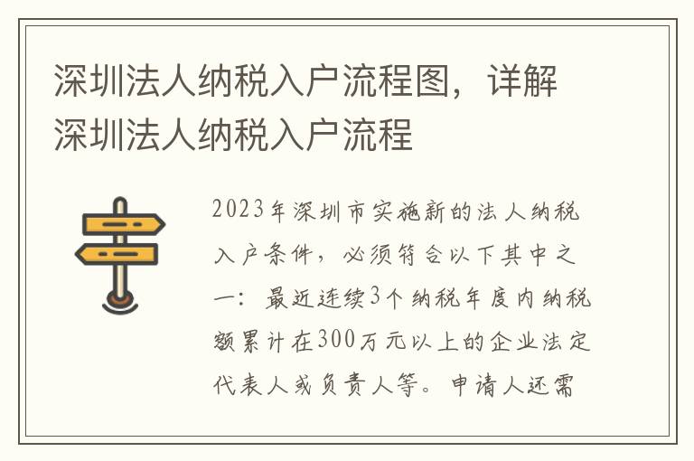 深圳法人納稅入戶流程圖，詳解深圳法人納稅入戶流程