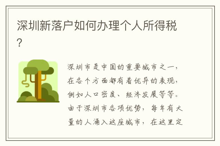 深圳新落戶如何辦理個人所得稅？